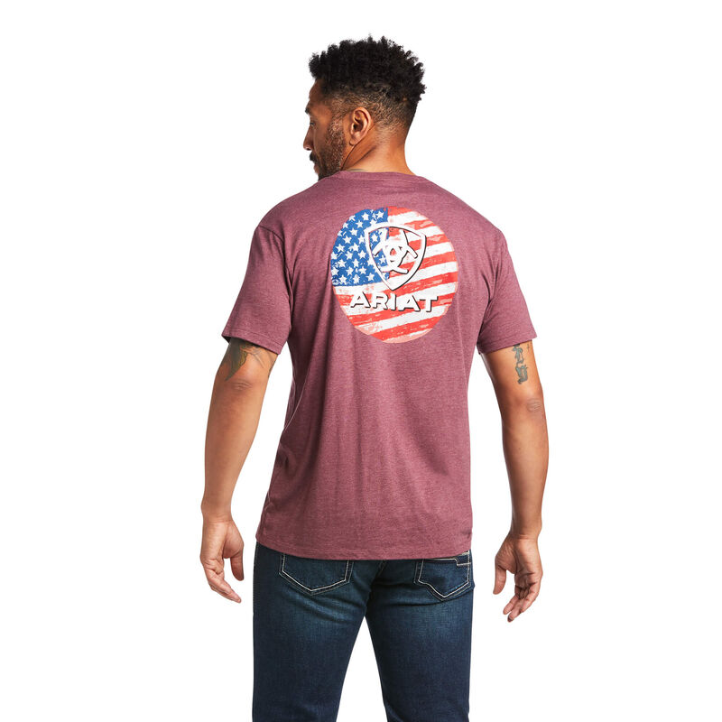 Ariat T-Shirts Herren - Flag Circle Bordeaux ( TNJSG-7035 )